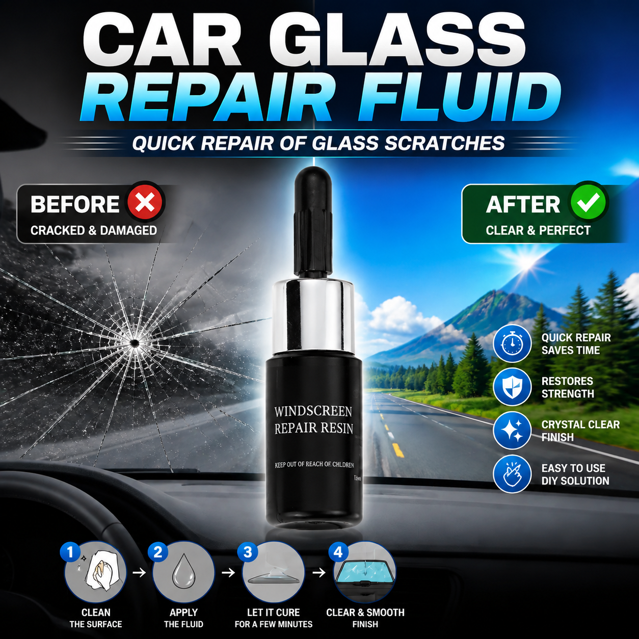 🚗 Fix Windshield Cracks Fast — Easy DIY Repair Kit That Helps Restore Glass Clarity & Save On Expensive Replacements