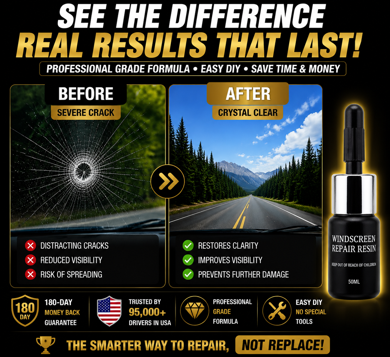 🚗 Fix Windshield Cracks Fast — Easy DIY Repair Kit That Helps Restore Glass Clarity & Save On Expensive Replacements